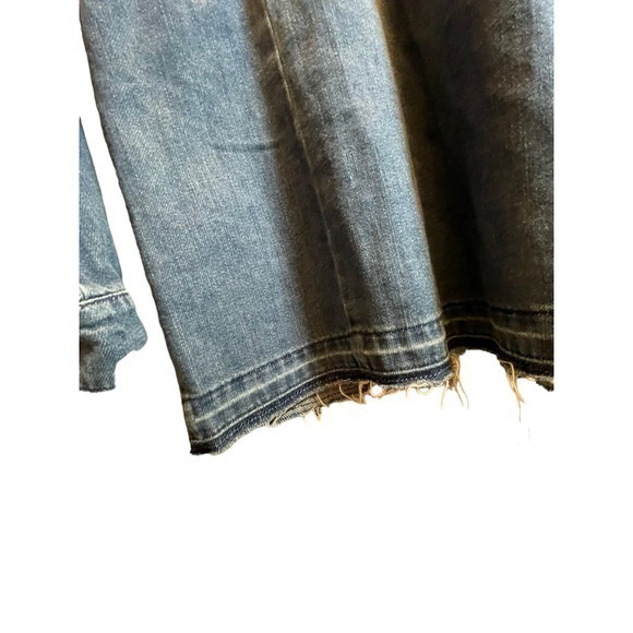 J.Jill Denim Button Up Western Denim Jacket Drawstring Waist & Fringe Raw Hem - Picture 6 of 12